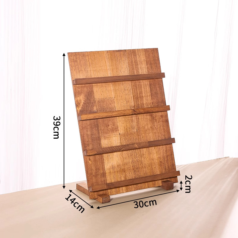Walnut-colored four-tiered display stand (7cm spacing)