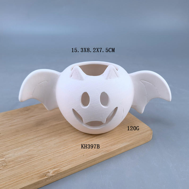 white halloween pumpkin candle holder