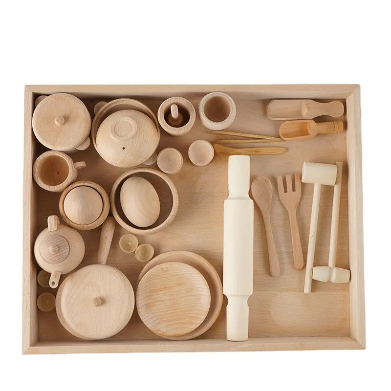 Montessori ของเล่นบทบาทเพื่อการศึกษาของเด็กเด็กทารกบ้านของเล่นบทบาทสมมติชุดของเล่นในครัวไม้