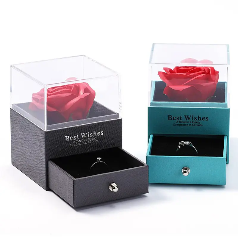 Прозрачная акриловая коробка для ювелирных изделий, ящик с цветком мыла, розы, Подарочная коробка, неувядающий цветок, кольцо, цепочка, высококлассная шкатулка для украшений