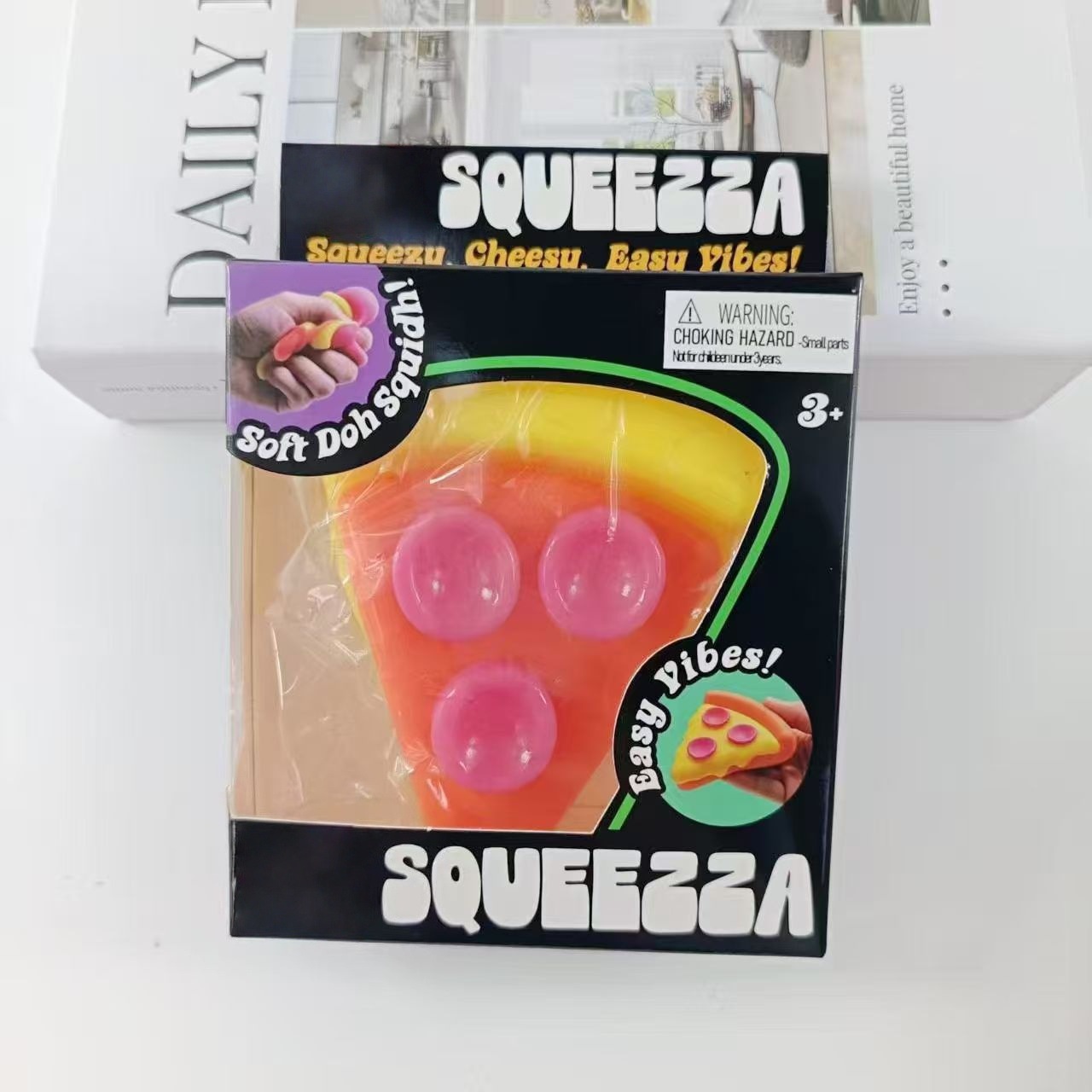Jouet à presser pizza Tpr-jaune