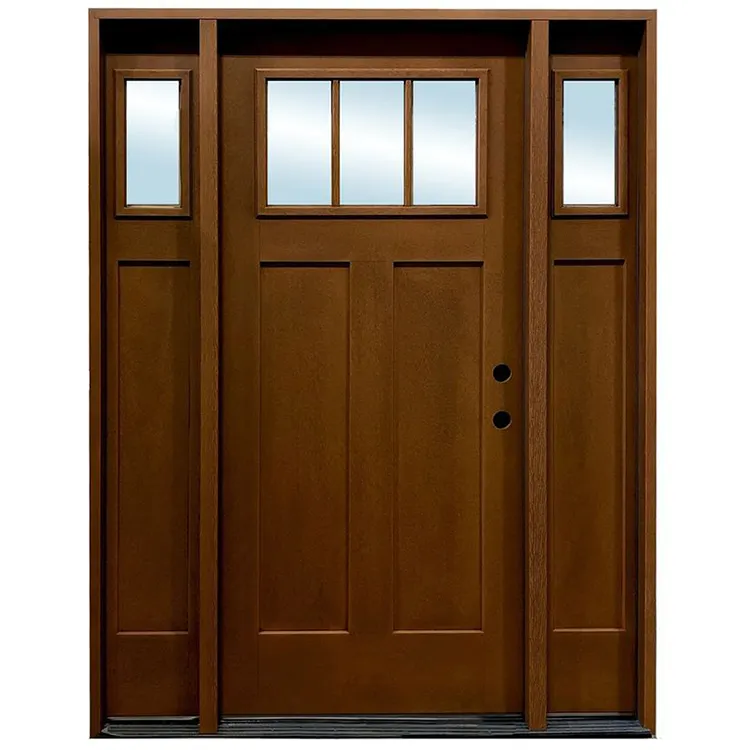 Fiberglass Door Wood Grain Modern Exterior Interior Doors Flush Door Woodgrain Surface Security Unique Design