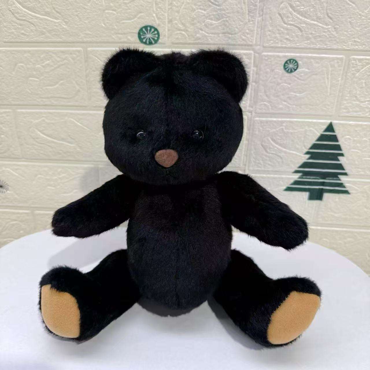 หมีดำใบหน้าหยิก-30ซมทำด้วยมือบริสุทธิ์