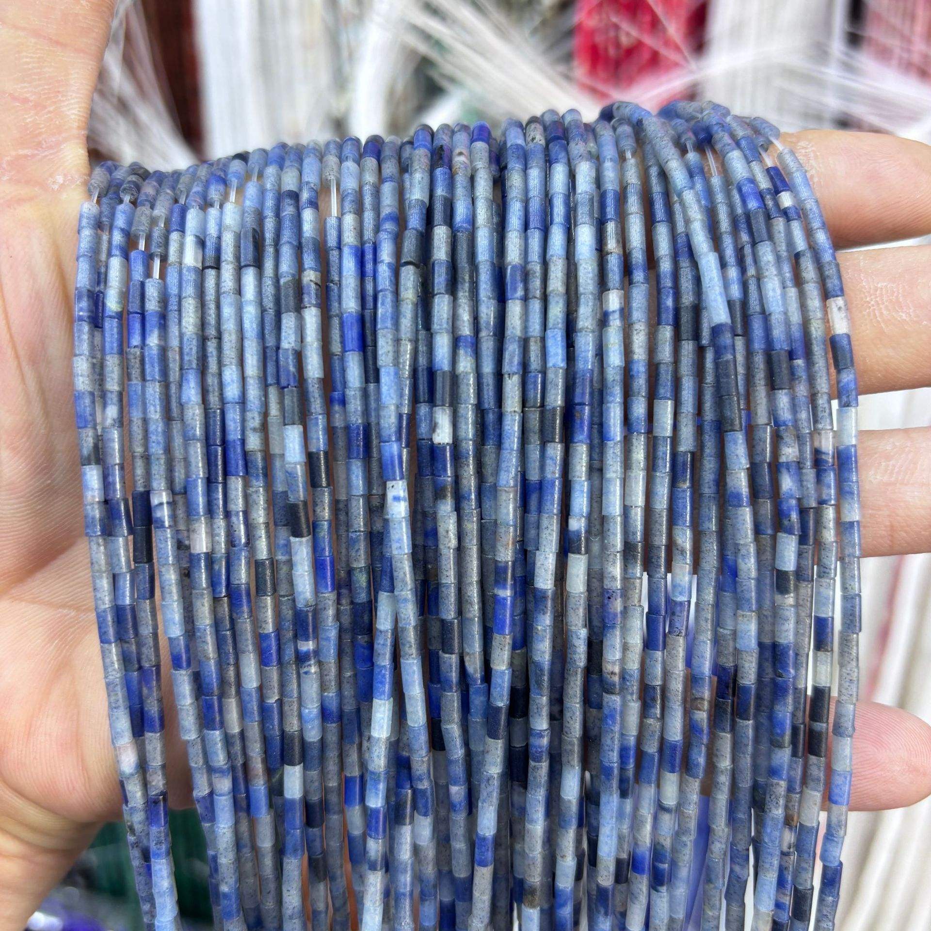 Blue aventurine tube bead