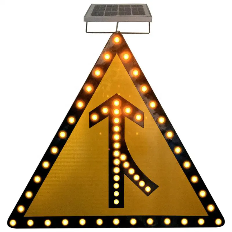 고품질 최고 판매 태양 에너지 LED 교통 신호 경고등 삼각형 태양 교통 표지