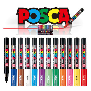 Poscas Uni boya kalemi beyaz renkli kalıcı kuşe kağıt ofis 6mm <span class=keywords><strong>Posca</strong></span> araba lastiği işaretleyici kalem Sharpie kalıcı İşaretleyiciler seti