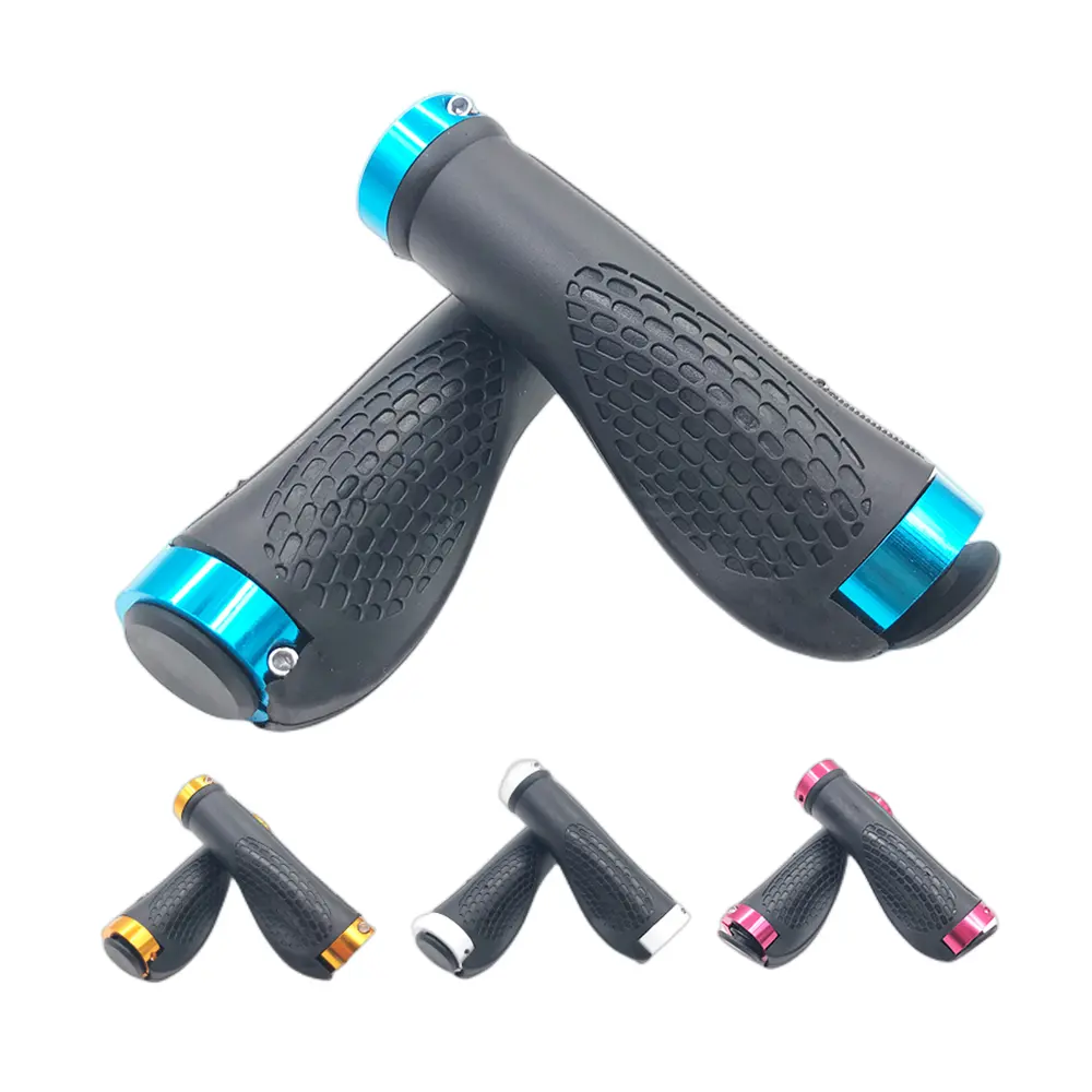 Nova imagem Apertos da bicicleta Ergonômico Anti-Skid Borracha MTB Mountain Bike Bicicleta Apertos do guiador Ciclismo Lock-On Ciclismo Acessórios