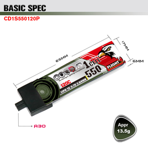 CODDAR RC LiPo Battery 1S 550MAH 3.7V 120C Hard Case A30 FPV Mini DroneHappy Model Mobula6 <strong>Mobula7</strong> Snapper GEPRC Cinewhoop - Product Image 3