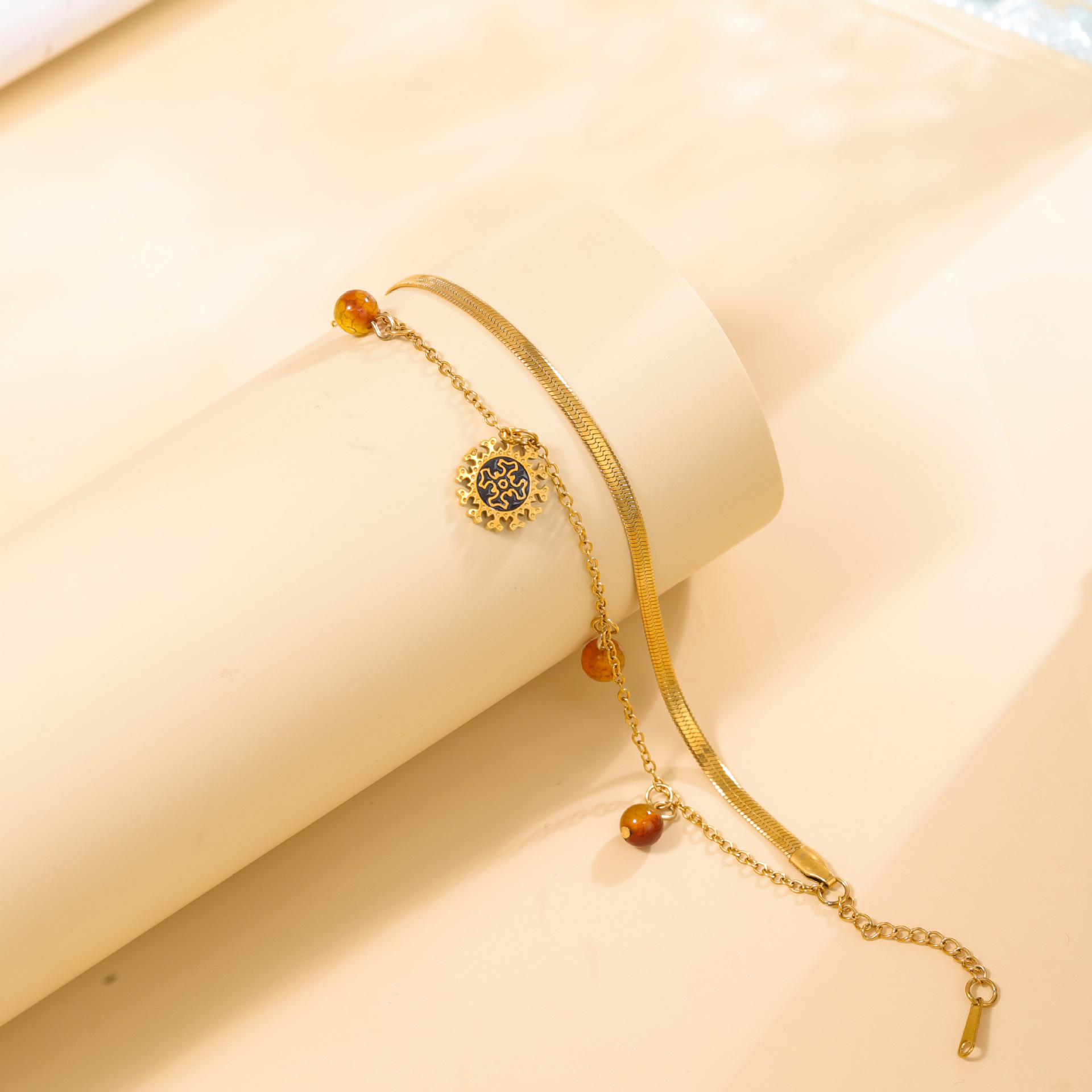 Gem skull eye double layer gold