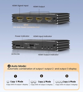 SYONG HDMI 2,1 Splitter 8K @ 60Hz 1x3 HDMI Splitter 1 en 3 Out 4K @ 120Hz, para múltiples monitores para juegos 48Gbps HDCP 2,3 RGB