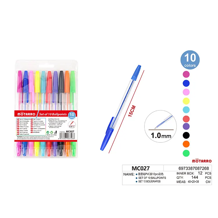 Hot Sale Diy Fast Dry 1.0mm Sublimation Stationery Signature Pen Colorful Writing Ballpoint Pen