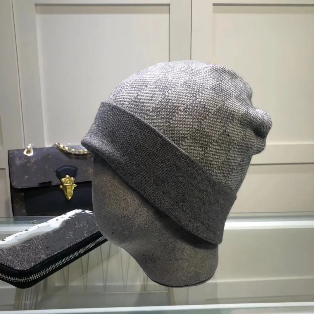 Nouveauté Bonnet d'hiver en damier imprimé de lettres de créateur, bonnet tricoté doux et chaud