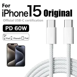 PD USB C USB C kablosu Apple iPhone 15 için hızlı şarj 15pro 16 16 artı 16 pro max çift tip C hızlı şarj aleti kablosu kutu ile