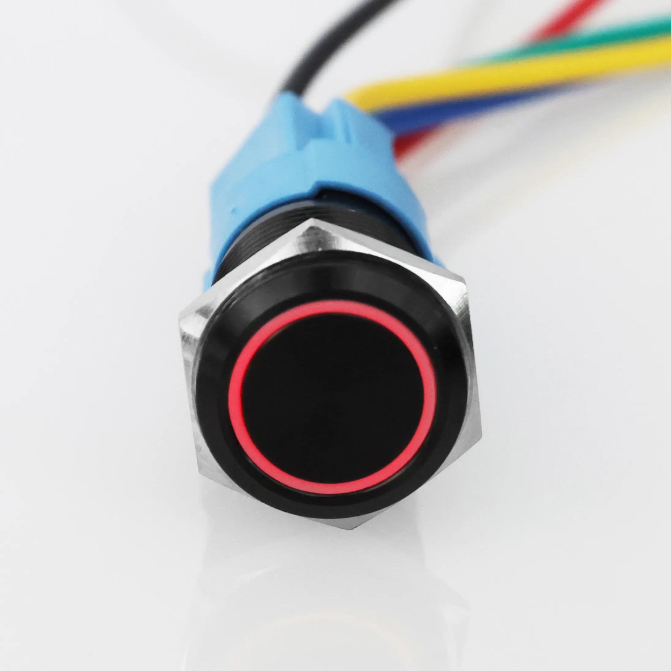Langir 16mm 3 Amp LED Luz Interruptor de botón a prueba de agua Interruptor de botón de metal negro de enganche instantáneo