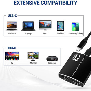 Adaptador USB C a Dual para pantallas HDMI 4K 60Hz USB 3,1 tipo C a 2 puertos para convertidor HDMI con PD y Audio Digital AV Acc de 3,5mm - Product Image 4