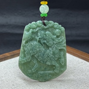 Yeni varış Kirin Jadeite yeşim kolye el Carve kolye - Product Image 1