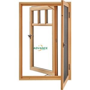 Aluminium-Überzug Holz gerahmt doppelt verglaste Schiebefenster Aluminium-Überzug Holz doppelt verglaste Vorhangfenster mit eingebautem Rollläden - Product Image 3