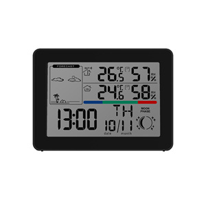 Reloj de estación meteorológica digital ABS con sensor para temperatura, humedad, reloj de escritorio controlado por radio, uso doméstico, compatible con OEM y ODM - Product Image 5