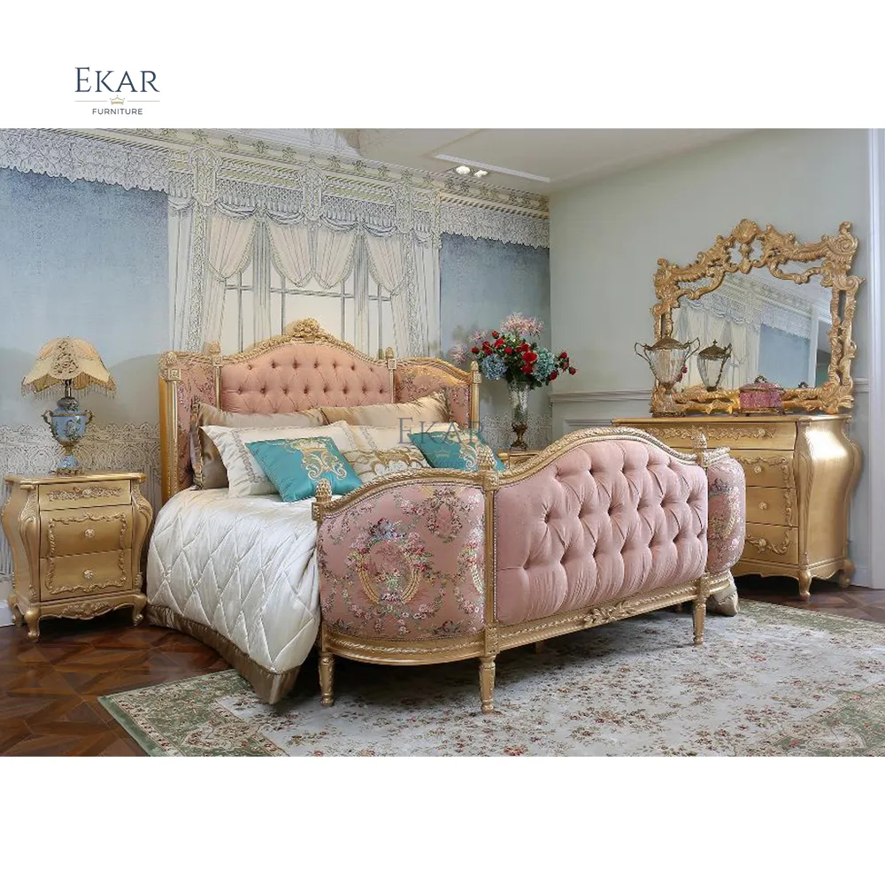 Новое поступление, кровать Super King в французском антикварном стиле, роскошная королевская кровать-мастер из массива дерева, резной комплект для спальной комнаты King, королевская мебель для отеля