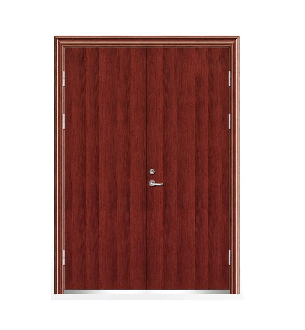 Puerta de salida duradera Marco de acero Juego de peldaños de madera maciza Marco de puerta Puertas ignífugas de madera Salida opuesta resistente al desgaste