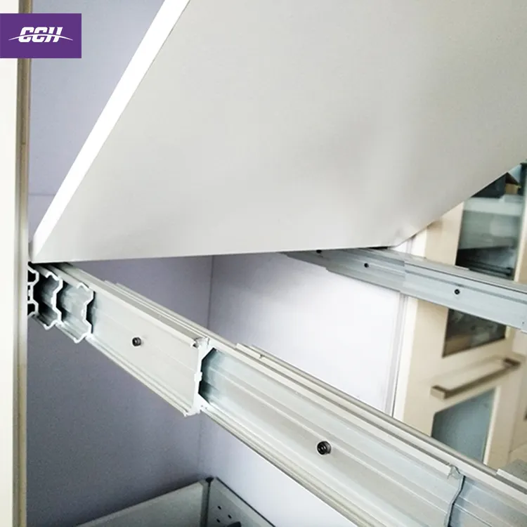 Mesa dobrável extensão mecanismo alumínio telescópica Pull Down tabela slides trilho deslizante faixas armário cozinha corredor