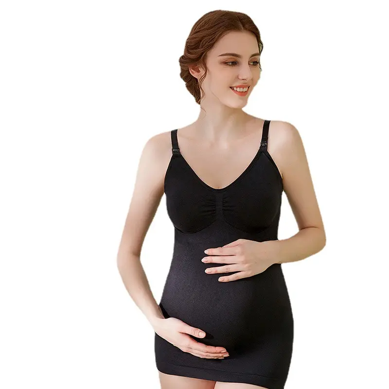 Gilet d'allaitement en coton respirant, rembourré post-partum, pour femme enceinte, avec bouton à l'avant, ouvert, longue écharpe, soutien-gorge pour maternité et d'allaitement