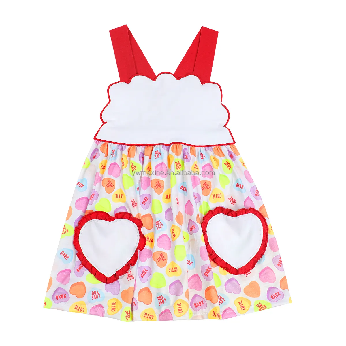 Ropa para niños Puresun New Craft Kids Vestidos de algodón sin mangas para niñas Boutique Baby Heart Pocket Vestidos