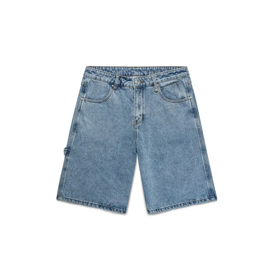 All'ingrosso personalizzato ZY Men Zipper Fly Loose Fit 100% cotone Denim pantaloni larghi Jorts Skate Jeans Shorts