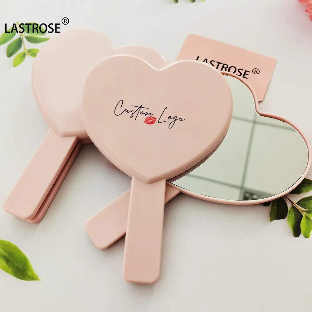 Toptan küçük kalp aynalar dekoratif el ayna kadın kızlar için sevgililer günü, özel Logo makyaj aynası