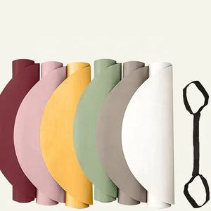 Yeni tasarım doğal çevre dostu Pu kauçuk Oval Yoga Mat Pilates Fitness evrensel toptan özel eğri kemerli Pu Yoga Mat