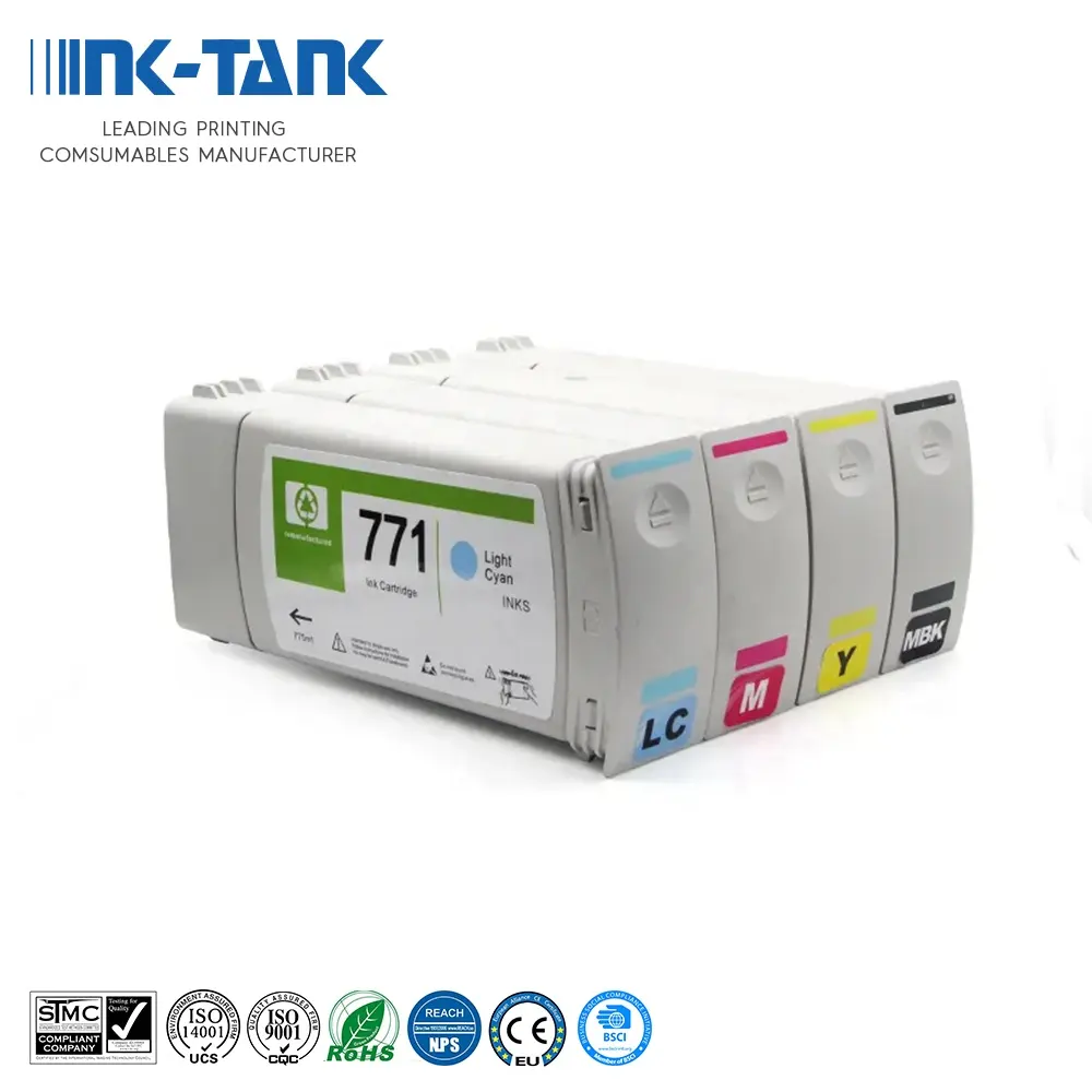 잉크 탱크 771 프리미엄 컬러 Remanufactured 잉크 카트리지 HP771 HP Designjet Z6200 Z6600 Z6800 프린터