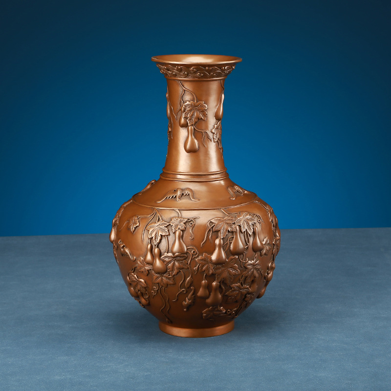 36-inch bronze gourd-shaped vase