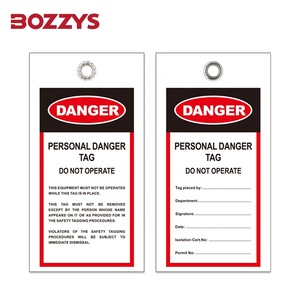 BOZZYS 2 taraflı kırmızı PVC güvenlik kilitleme etiketi kapı kullanımı için tehlike başlığı ve LOTO sistemi için boş etiket ile - Product Image 3