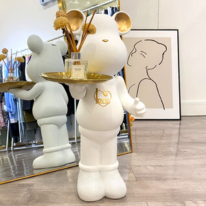 卸売大型レジンベアトレイ動物彫刻マネーバンクホーム装飾ギフト78CM暴力クマレンガ彫刻トレイ - Product Image 1