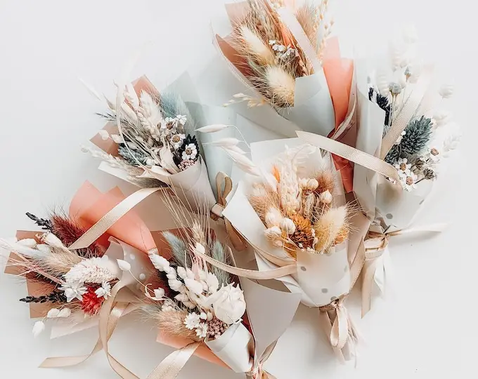 Fabbrica direttamente all'ingrosso di fiori secchi personalizzati ospiti in miniatura idea regalo per matrimonio skelonized foglie piccoli mazzi set