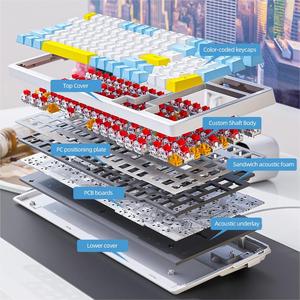 Teclado mecánico K3Max RGB, tecla completa de 100 teclas, intercambio en caliente, efectos de iluminación, junta de teclado para juegos, estructura de silenciador, portátiles - Product Image 3