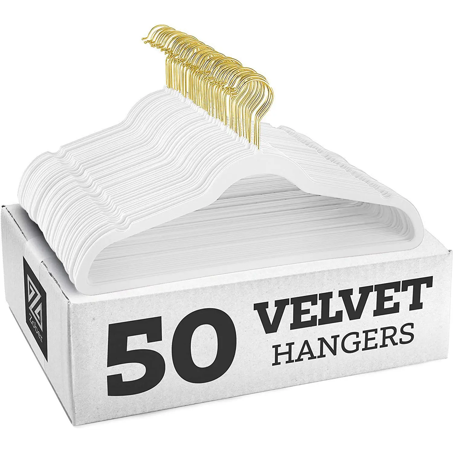 Fluwelen Hanger 50 Pack Ruimte Te Besparen Anti-Slip Gewatteerde Roségouden Haak Gevlokt Wit En Zwart Fluwelen Kleerhangers