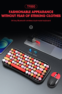 Precio al por mayor de fábrica Diseño punk Color 2,4G Ratón inalámbrico Inalámbrico 84 teclas Teclado Combos Colores mezclados - Product Image 4