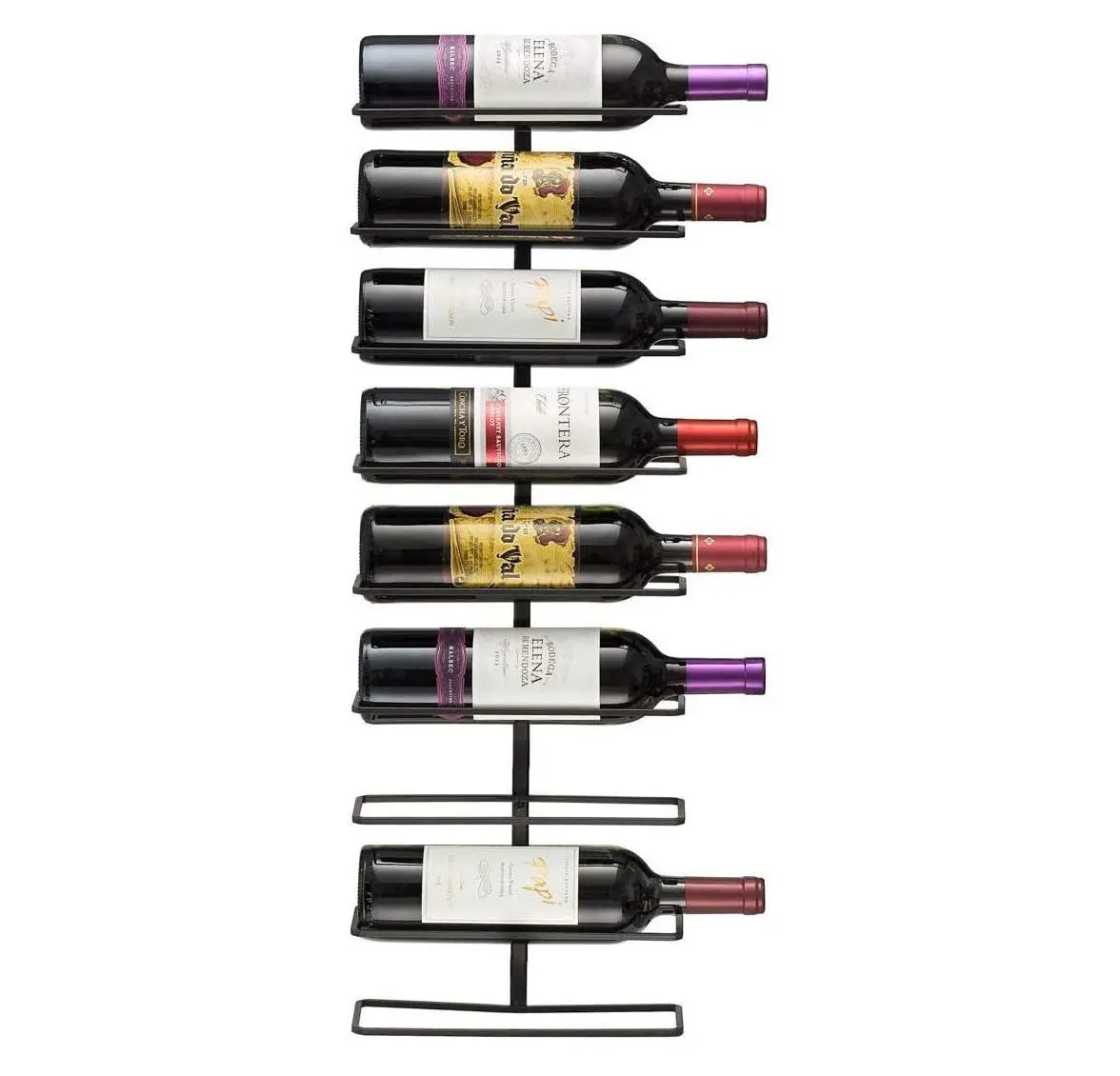 Estante de metal para vino montado en la pared, organizador de almacenamiento, estante de exhibición de vino tinto, soporte para vino