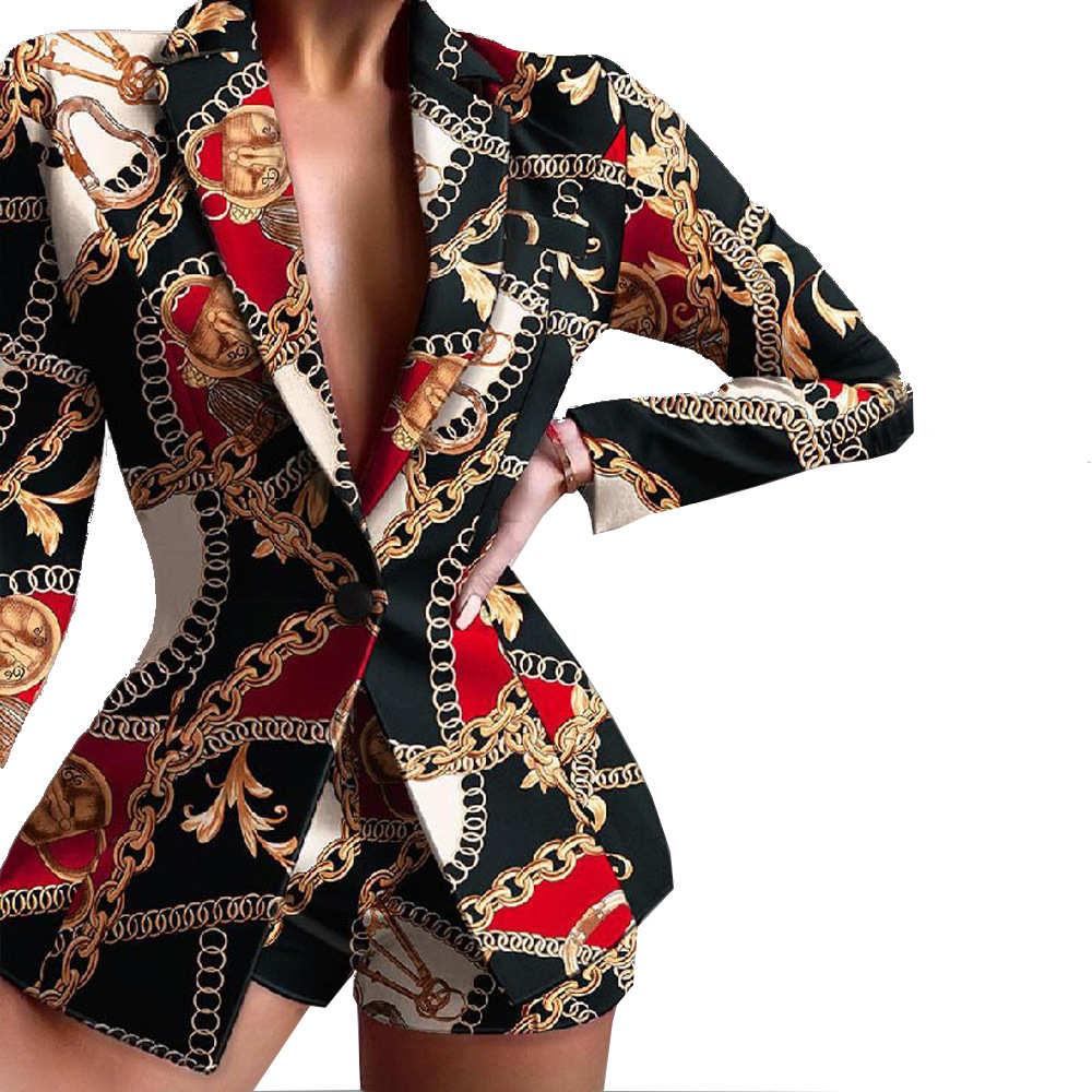 Autumn and Winter European and American Women's Clothes Slim Fitting Short Pants Two-piece Suit