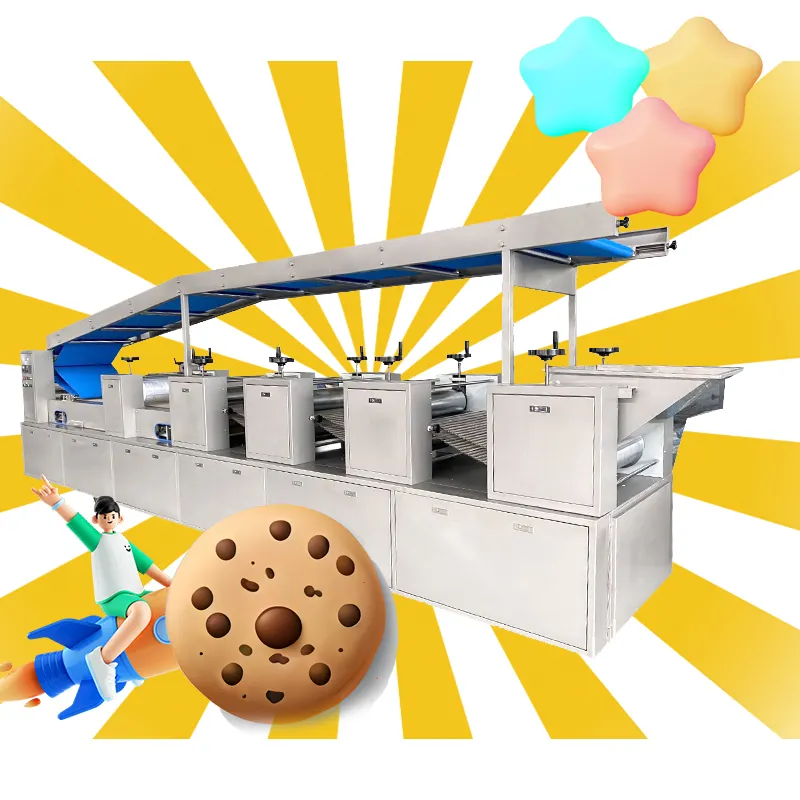 중국에서 완전 자동 비스킷 및 쿠키 생산 라인 초콜릿 비스킷 비스킷 만들기 장비