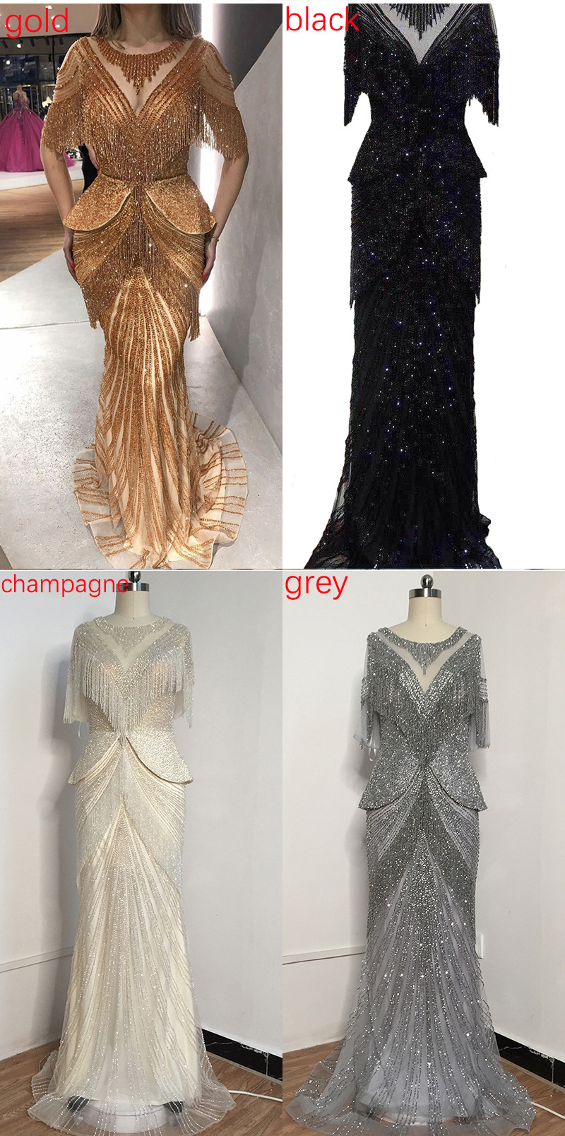 Summer ladies fringed luxury noble dresses temperament fishtail self-cultivation annual meeting banquet host dress women