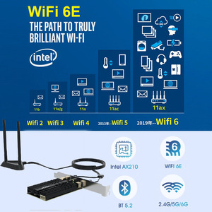 Intel AX210 Dual Band 2.4G/5G/6G 3000Mbps WiFi 6E 802.11AX PCIe <strong>PCI</strong> Express Card BT 5.2 Desktop Wireless Network Internal for - Product Image 3