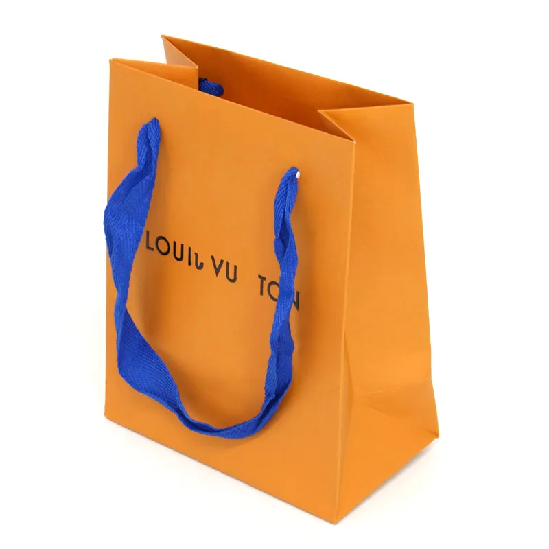 Sac cadeau à provisions avec logo en feuille d'or personnalisé à prix raisonnable Sacs en papier orange pour bijoux vêtements chaussures