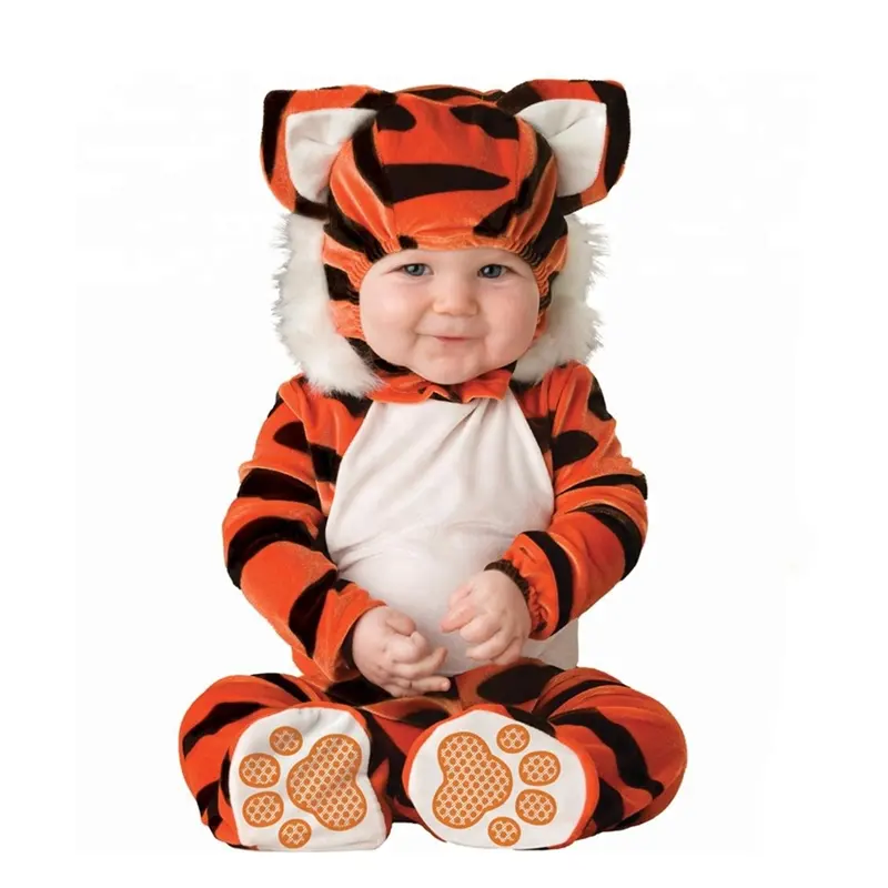 A buon mercato costumi del bambino/del bambino della tigre del costume/pagliaccetti del bambino