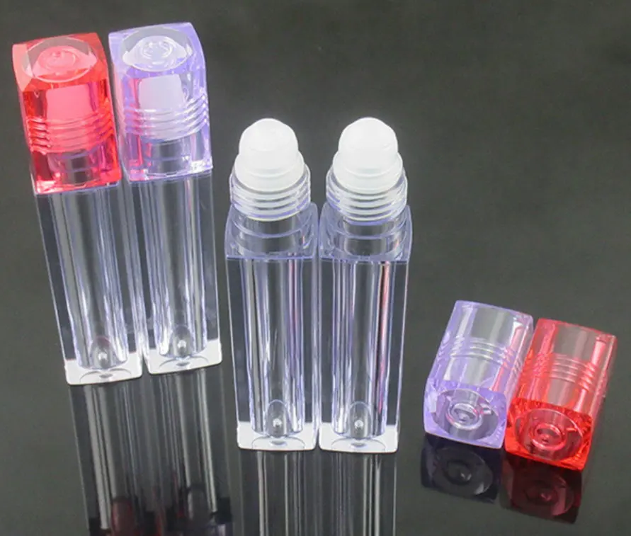 Frasco de tubo transparente para lábios, frasco de tubo vermelho roxo rosa 6.5ml 7ml