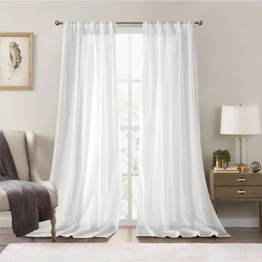 Роскошные прозрачные шторы из шифона, белая вуаль, прозрачные шторы с блестками, сплошные для гостиной