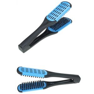 Pro kuaförlük düzleştirici naylon saç düzleştirici çift fırçalar V şekli tarak kelepçe zarar vermez Styling araçları Diy ev - Product Image 4
