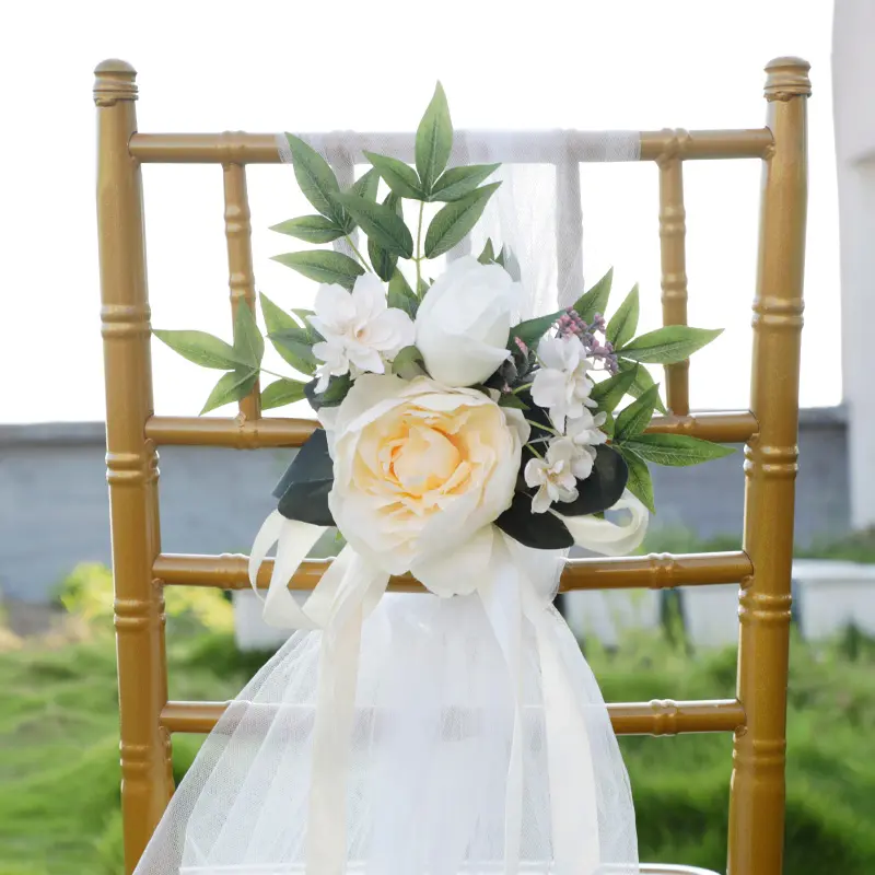 European Style Outdoor Flower Chair Sashes Wedding Party Decorations Chair Back Flowers