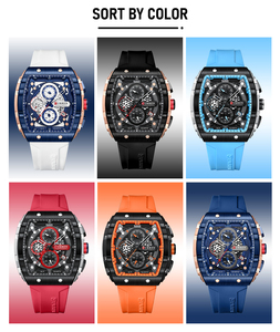 CURREN özel Logo FashionWatches büyük arama benzersiz RectangularHollow tasarım kol saatleri ile kronograf otomatik tarih - Product Image 3